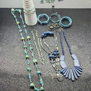 Blue Hues Themed Bundle Of Necklaces And More